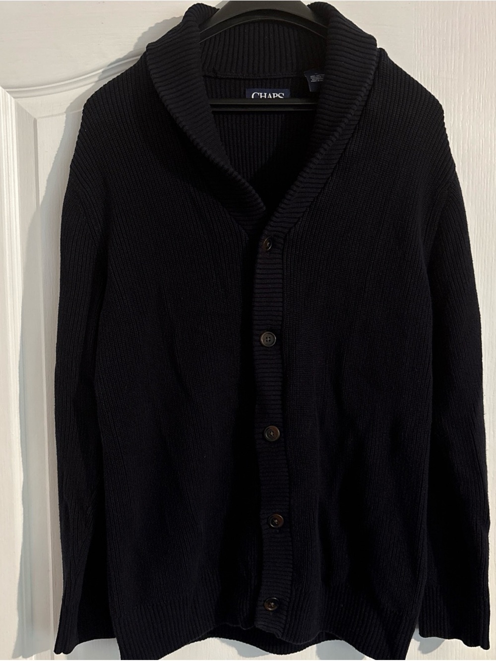 Chaps Men's Black Shawl-Collar Button Cardigan